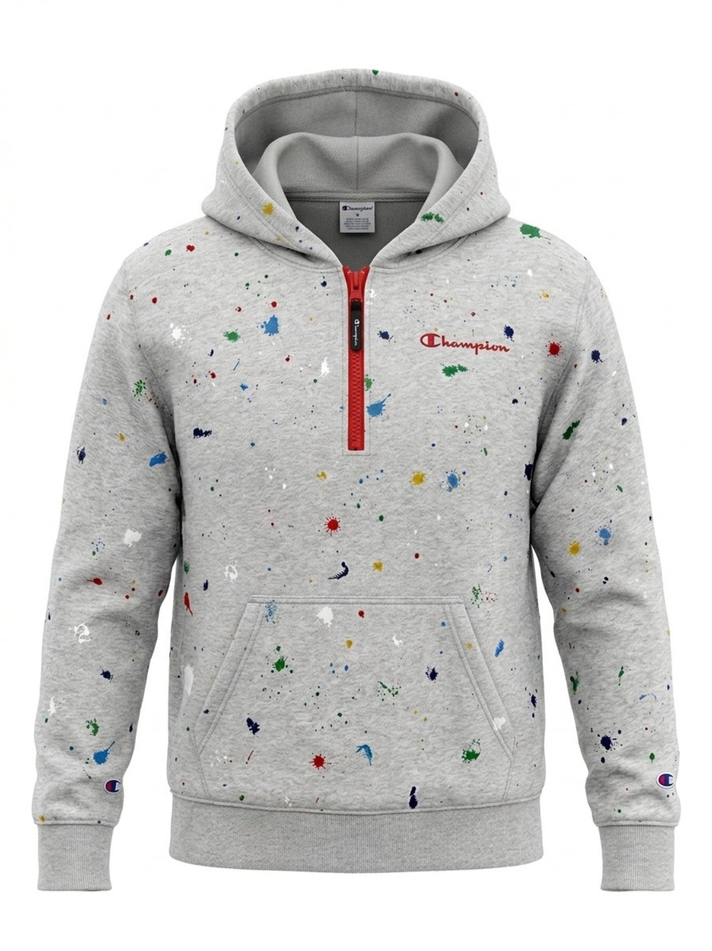 Champion Authentic Athleticwear Men’s Medium Paint Splatter Quarter Zip Hoodie
